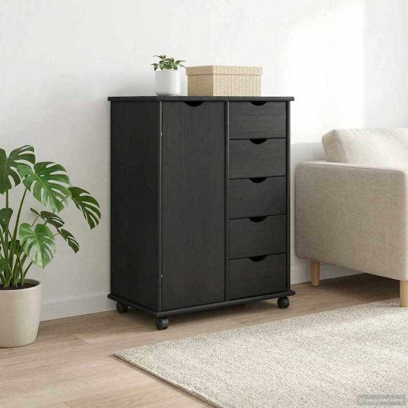 vidaXL Κινητό Ντουλάπι Γκρι 63,5 x 39 x 79 εκ. Στερεό ξύλο πεύκου