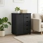 vidaXL Κινητό Ντουλάπι Μαύρο 63,5 x 39 x 79 εκ. Στερεό ξύλο πεύκου