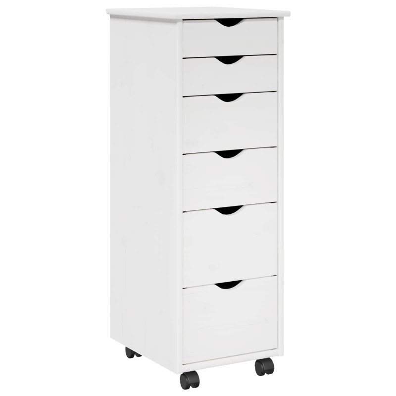 vidaXL Κινητό Ντουλάπι Λευκό 34 x 39 x 93,5 εκ Στερεό ξύλο πεύκου