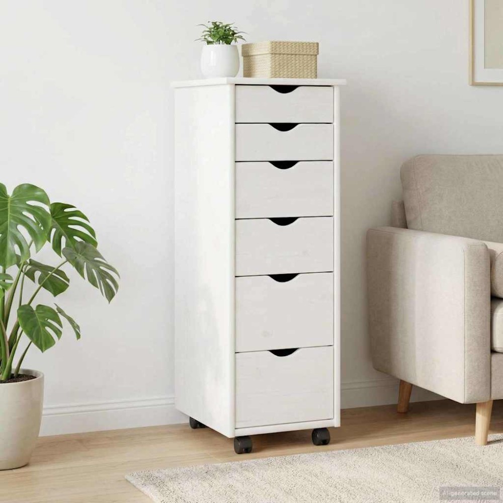 vidaXL Κινητό Ντουλάπι Λευκό 34 x 39 x 93,5 εκ Στερεό ξύλο πεύκου