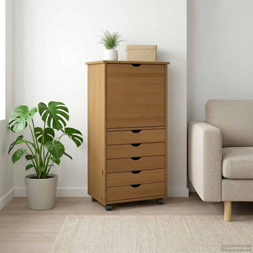 vidaXL Κινητό Ντουλάπι Μέλι Καφέ 53 x 39 x 103 cm Στερεό ξύλο πεύκου