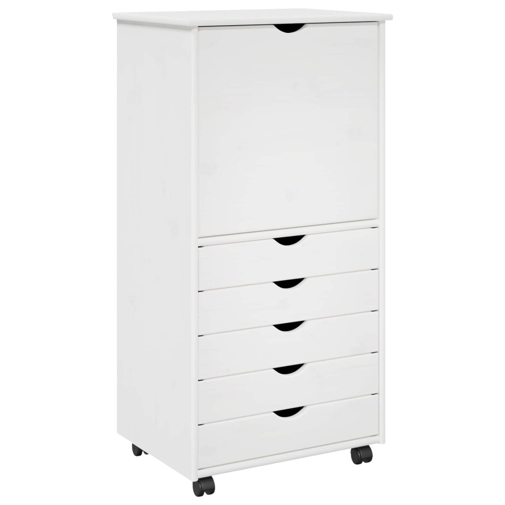 vidaXL Κινητό Ντουλάπι Λευκό 53 x 39 x 103 cm Στερεό ξύλο πεύκου