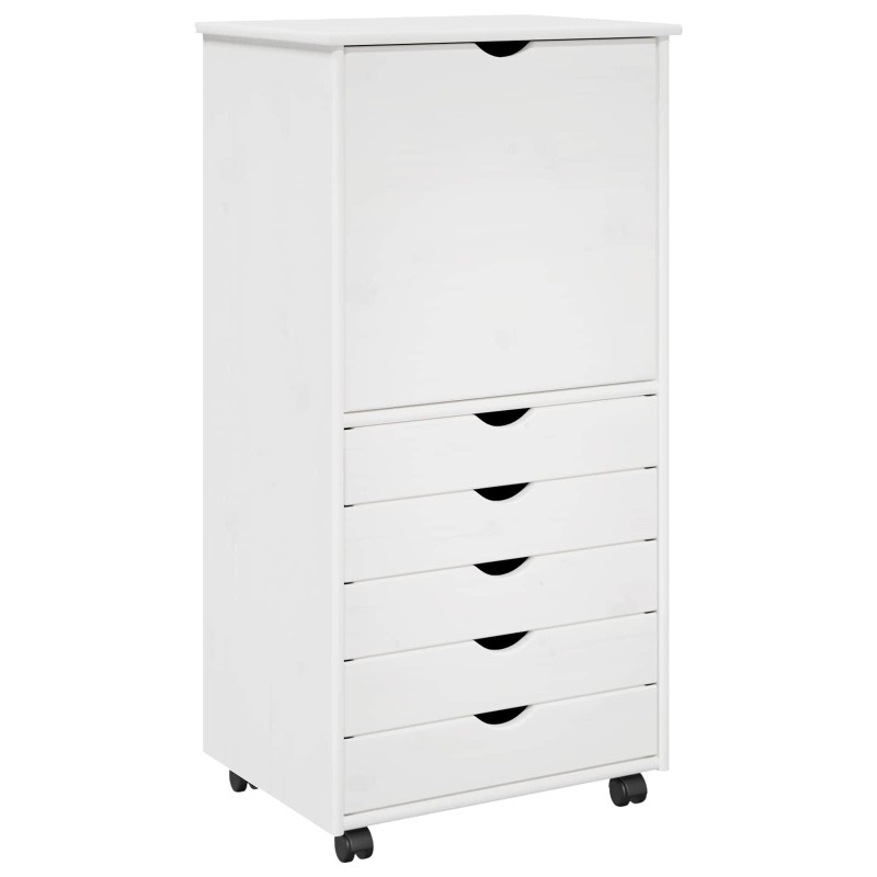 vidaXL Κινητό Ντουλάπι Λευκό 53 x 39 x 103 cm Στερεό ξύλο πεύκου