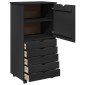 vidaXL Κινητό Ντουλάπι Μαύρο 53 x 39 x 103 cm Στερεό ξύλο πεύκου