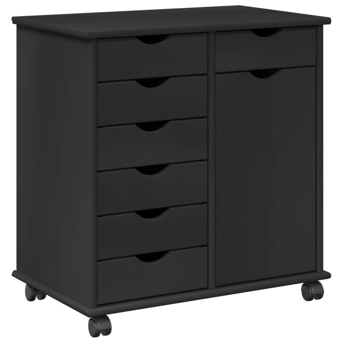vidaXL Κινητό Ντουλάπι Μαύρο 63,5 x 39 x 65,5 εκ Στερεό ξύλο πεύκου