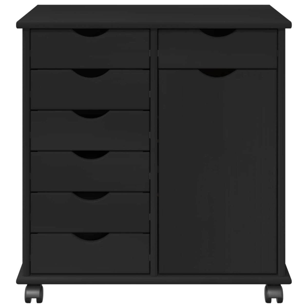 vidaXL Κινητό Ντουλάπι Μαύρο 63,5 x 39 x 65,5 εκ Στερεό ξύλο πεύκου