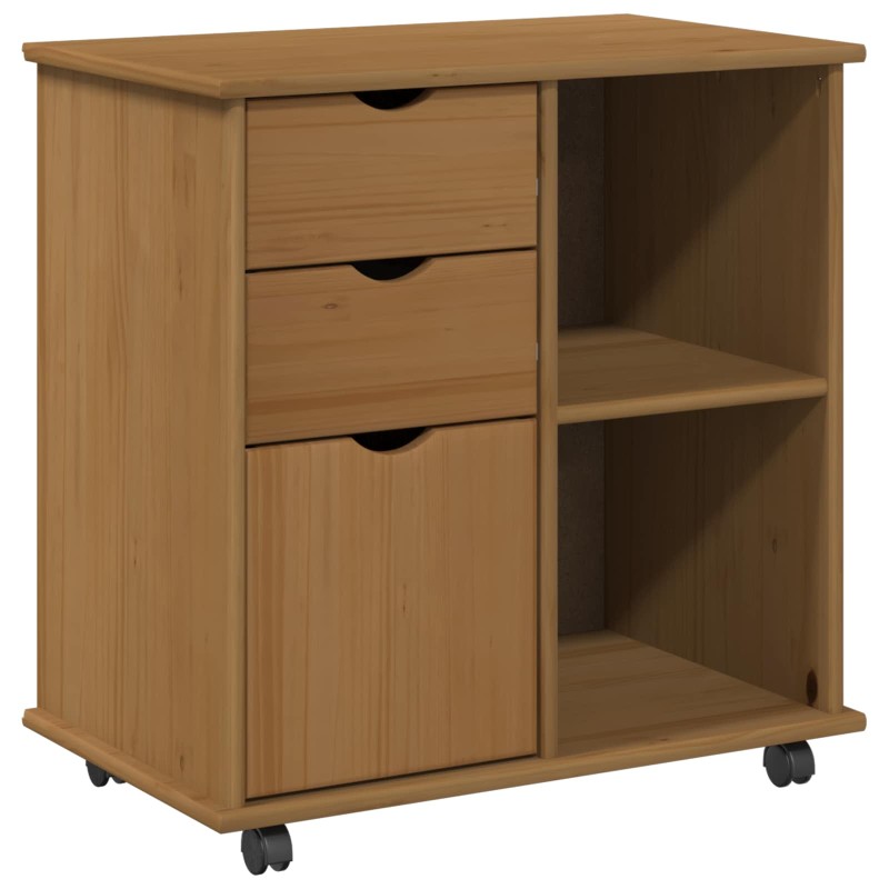 vidaXL Κινητό Ντουλάπι με τροχούς Μέλι Καφέ 63,5 x 39 x 65,5 εκ.