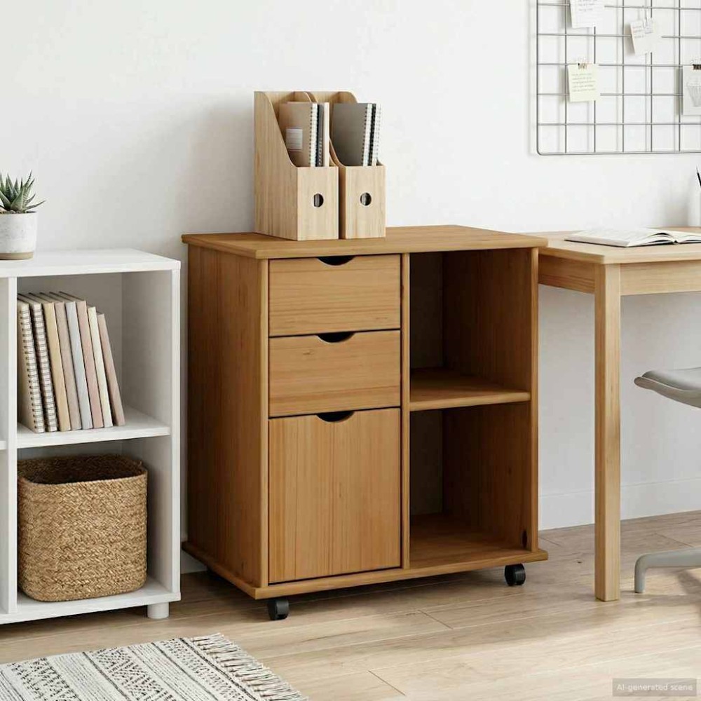 vidaXL Κινητό Ντουλάπι με τροχούς Μέλι Καφέ 63,5 x 39 x 65,5 εκ.