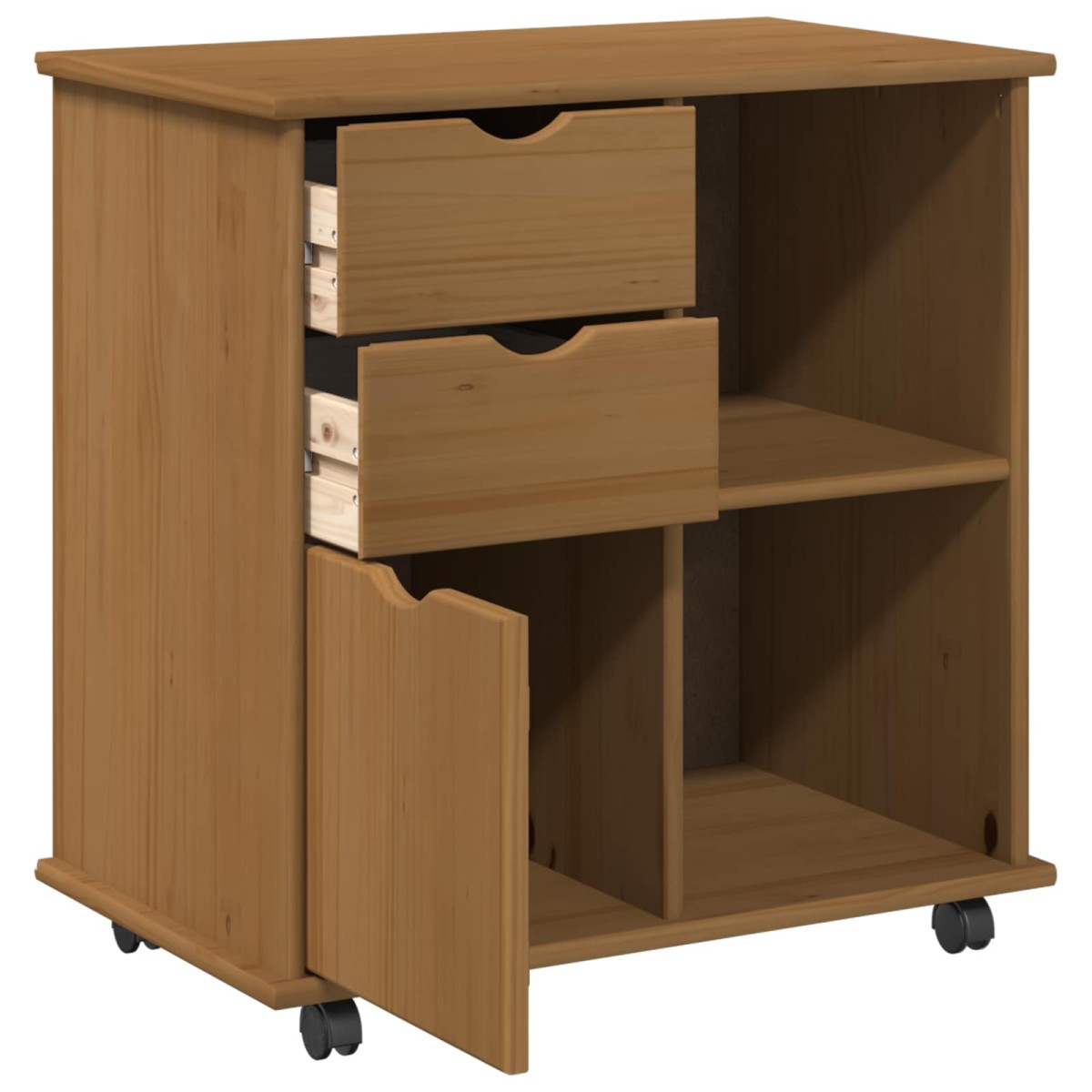 vidaXL Κινητό Ντουλάπι με τροχούς Μέλι Καφέ 63,5 x 39 x 65,5 εκ.