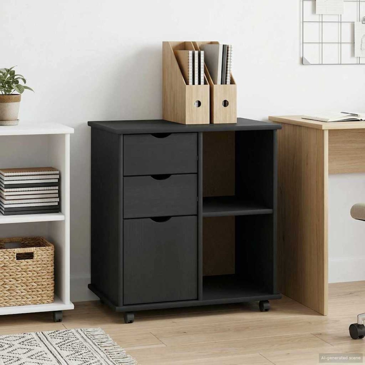 vidaXL Κινητό Ντουλάπι Γκρι 63,5 x 39 x 65,5 εκ. Στερεό ξύλο πεύκου