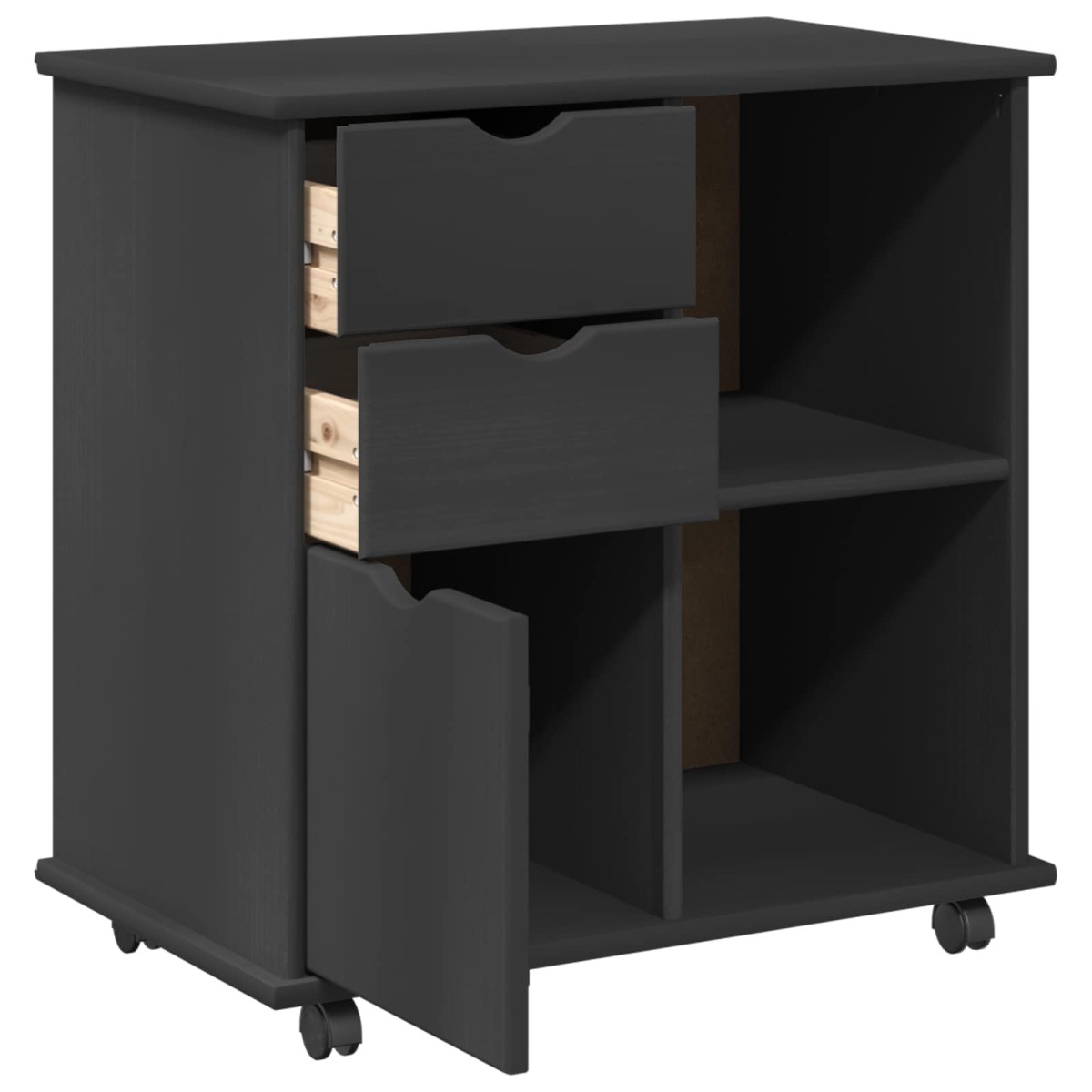 vidaXL Κινητό Ντουλάπι Γκρι 63,5 x 39 x 65,5 εκ. Στερεό ξύλο πεύκου