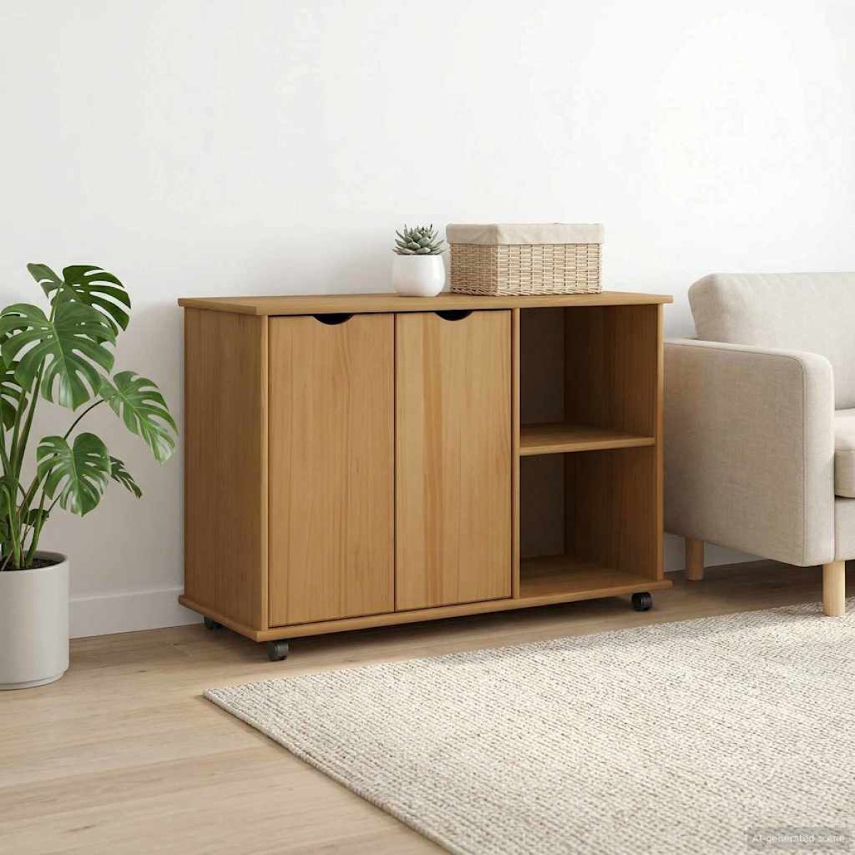 vidaXL Κινητό Ντουλάπι Μέλι Καφέ 100 x 39 x 65,5 εκ Στερεό ξύλο πεύκου