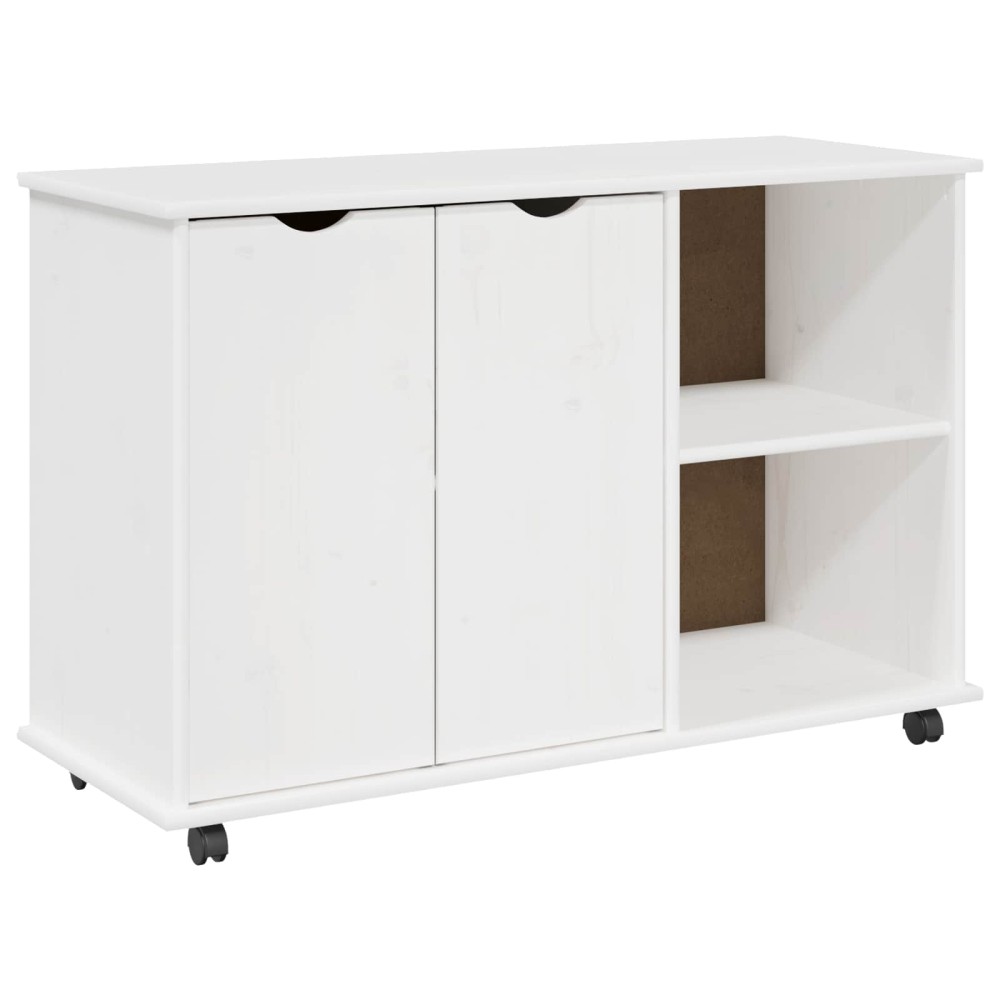 vidaXL Κινητό Ντουλάπι Λευκό 100 x 39 x 65,5 εκ Στερεό ξύλο πεύκου