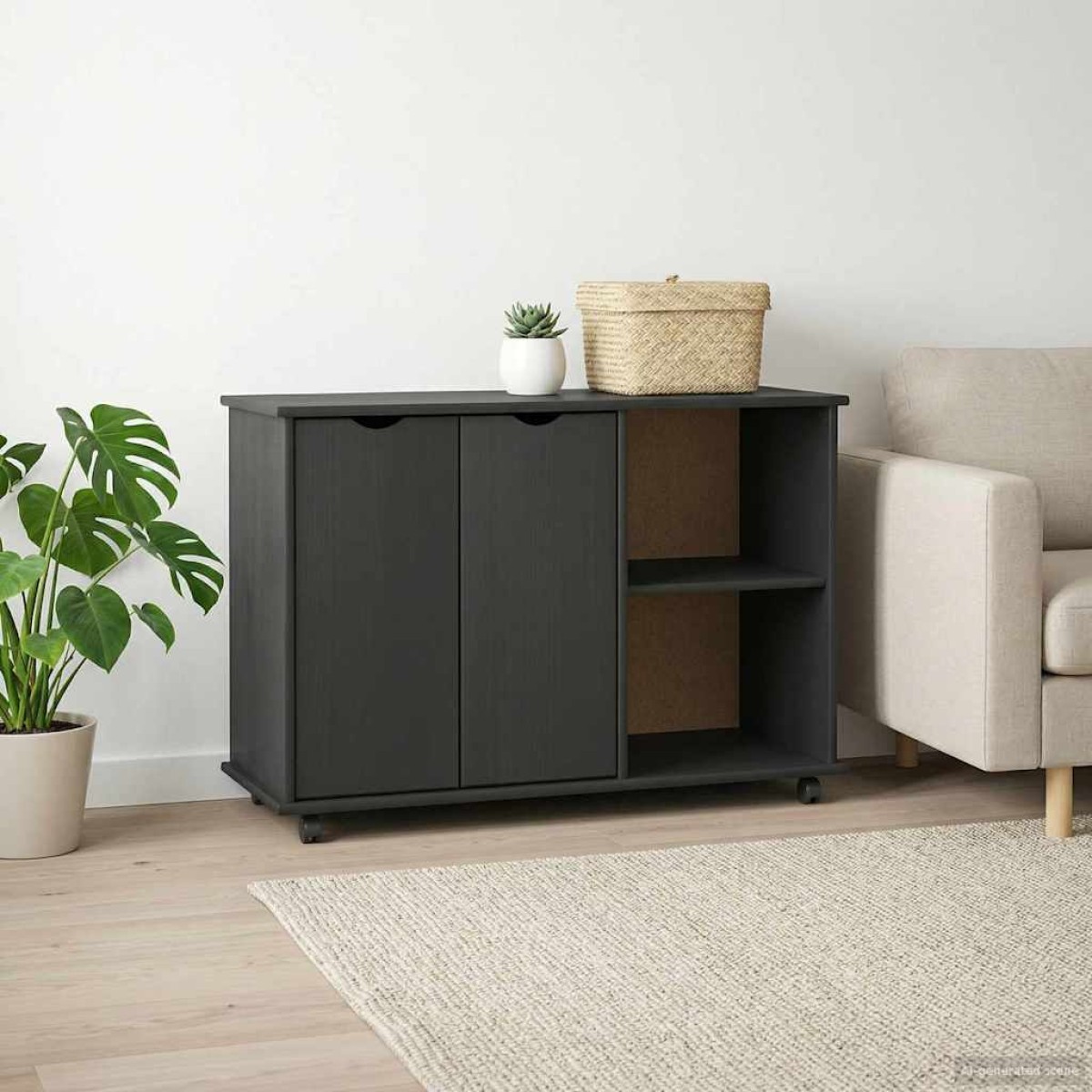 vidaXL Κινητό Ντουλάπι Γκρι 100 x 39 x 65,5 εκ Στερεό ξύλο πεύκου