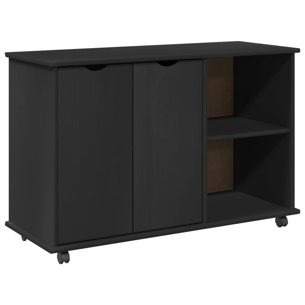 vidaXL Κινητό Ντουλάπι Μαύρο 100 x 39 x 65,5 εκ Στερεό ξύλο πεύκου