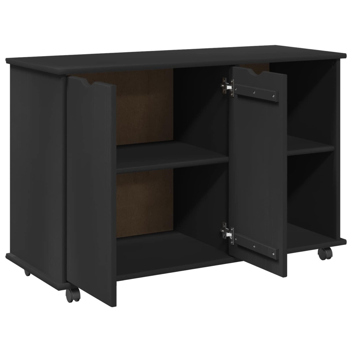 vidaXL Κινητό Ντουλάπι Μαύρο 100 x 39 x 65,5 εκ Στερεό ξύλο πεύκου