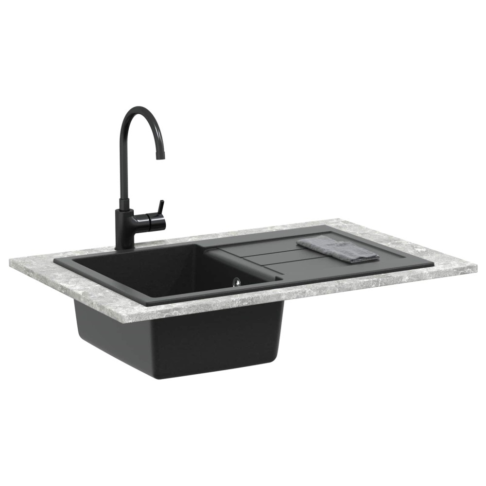 vidaXL Σιντρινο Μαύρο 780 x 500 mm 80% Χαλαζίας και 20% Ρητίνη