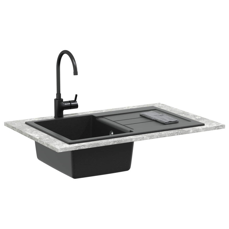 vidaXL Σιντρινο Μαύρο 780 x 500 mm 80% Χαλαζίας και 20% Ρητίνη