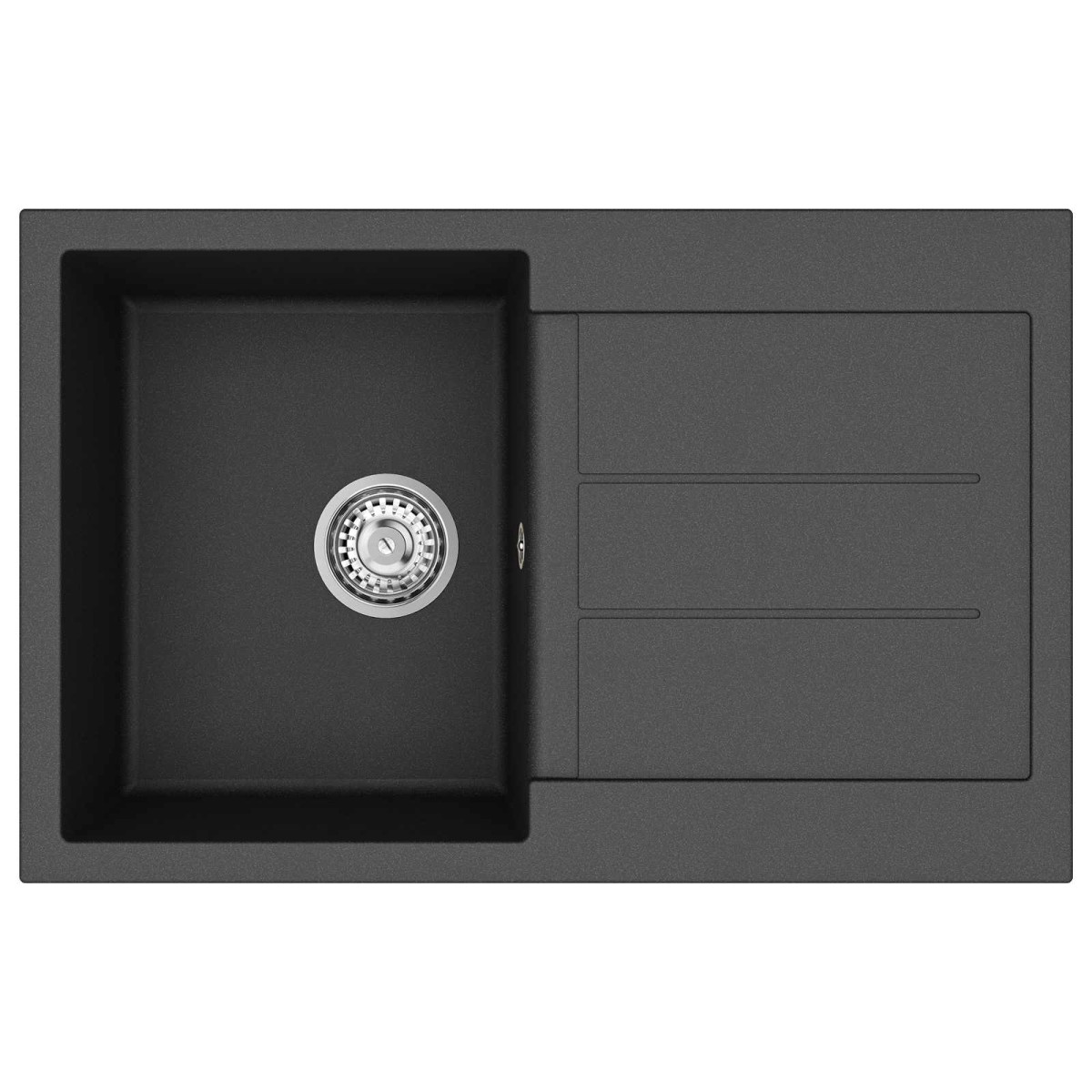 vidaXL Σιντρινο Μαύρο 780 x 500 mm 80% Χαλαζίας και 20% Ρητίνη