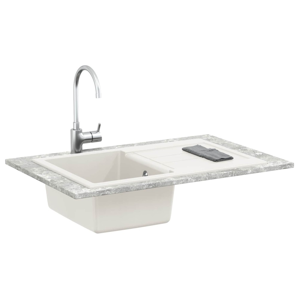 vidaXL Σιντρινο Λευκό 780 x 500 mm 80% Χαλαζίας και 20% Ρητίνη