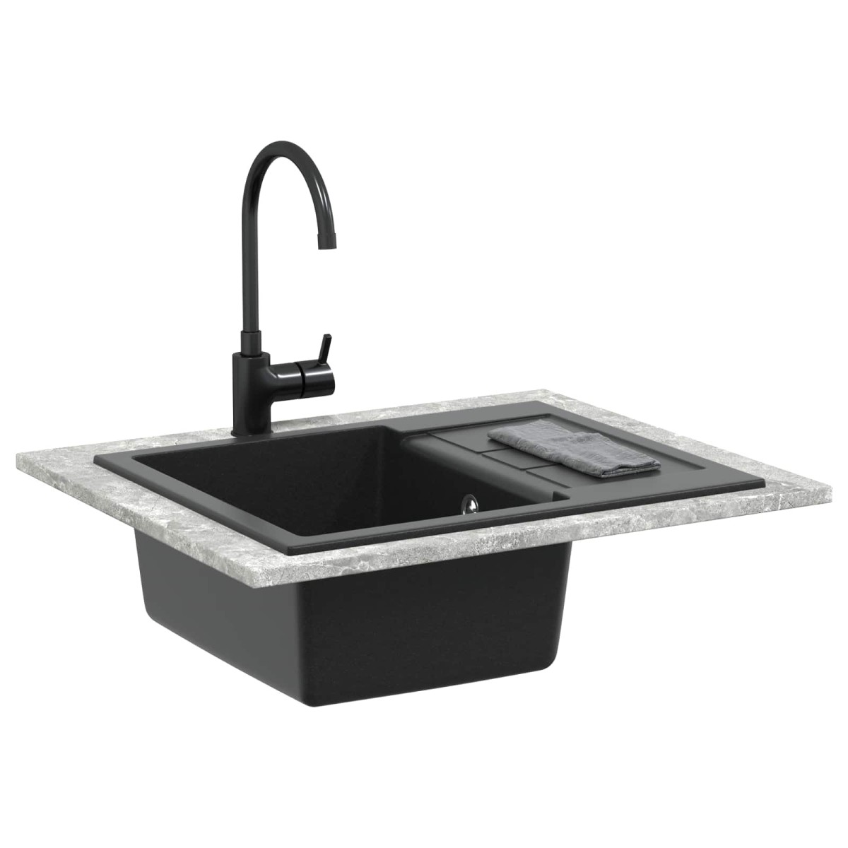 vidaXL Σιντρινο Μαύρο 620 x 500 mm 80% Χαλαζίας και 20% Ρητίνη