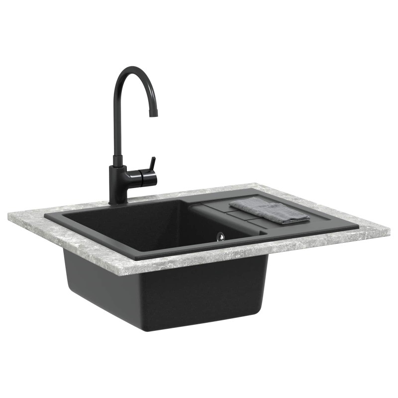 vidaXL Σιντρινο Μαύρο 620 x 500 mm 80% Χαλαζίας και 20% Ρητίνη