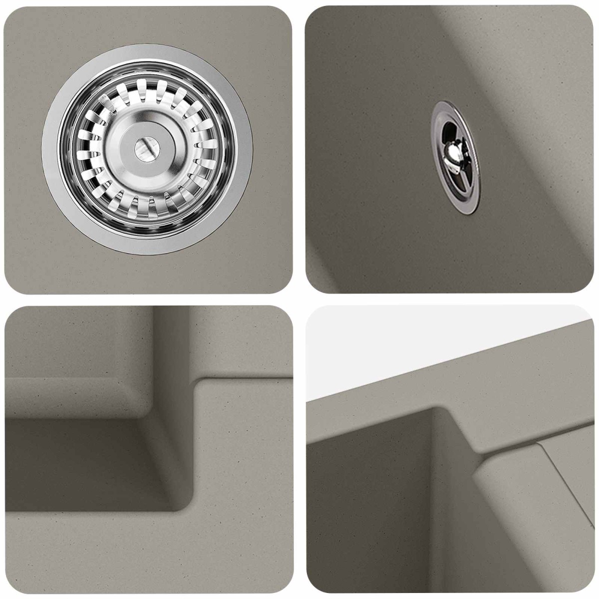 vidaXL Σιντρινο Γκρι 620 x 500 mm 80% Χαλαζίας και 20% Ρητίνη