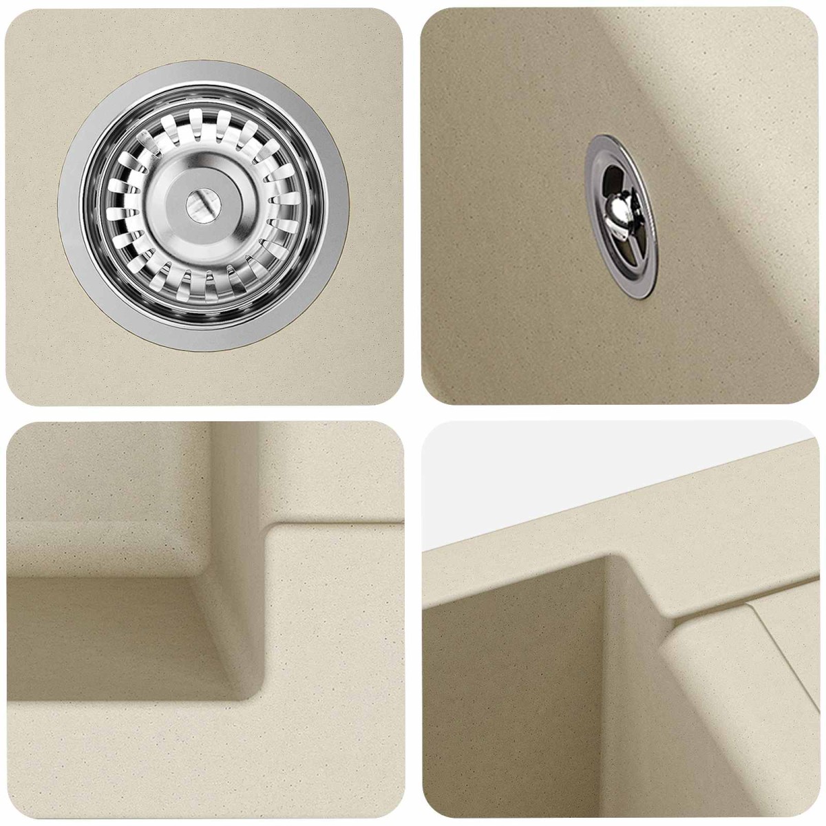 vidaXL Σιντρινο Μπεζ 620 x 500 mm 80% Χαλαζίας και 20% Ρητίνη