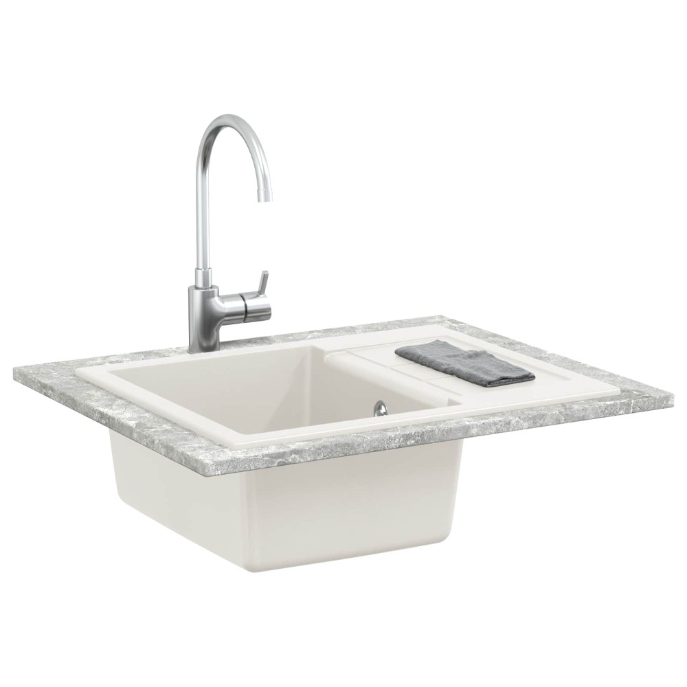 vidaXL Σιντρινο Λευκό 620 x 500 mm 80% Χαλαζίας και 20% Ρητίνη