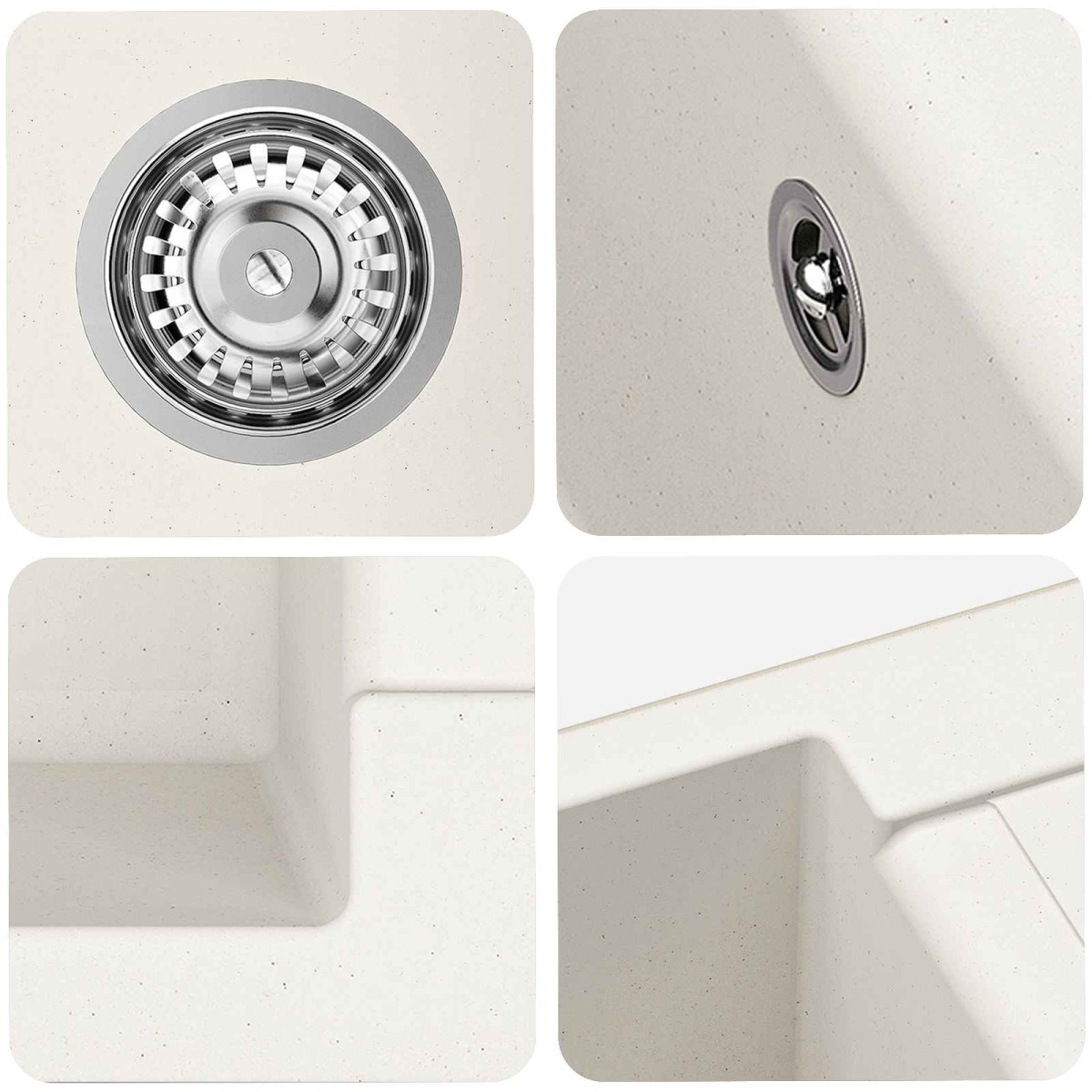 vidaXL Σιντρινο Λευκό 620 x 500 mm 80% Χαλαζίας και 20% Ρητίνη