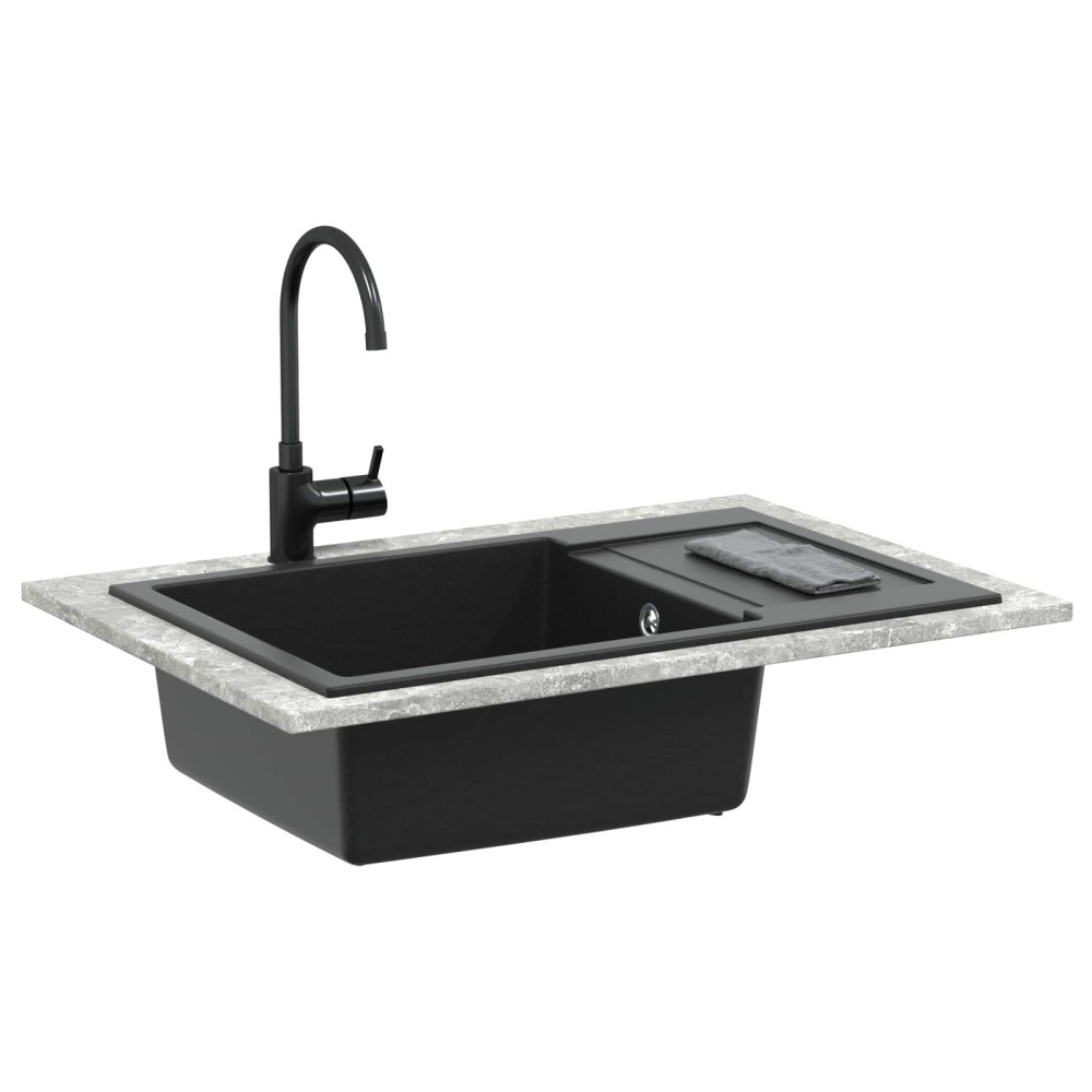 vidaXL Σιντρινο Μαύρο 780 x 500 mm 80% Χαλαζίας και 20% Ρητίνη