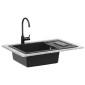 vidaXL Σιντρινο Μαύρο 780 x 500 mm 80% Χαλαζίας και 20% Ρητίνη