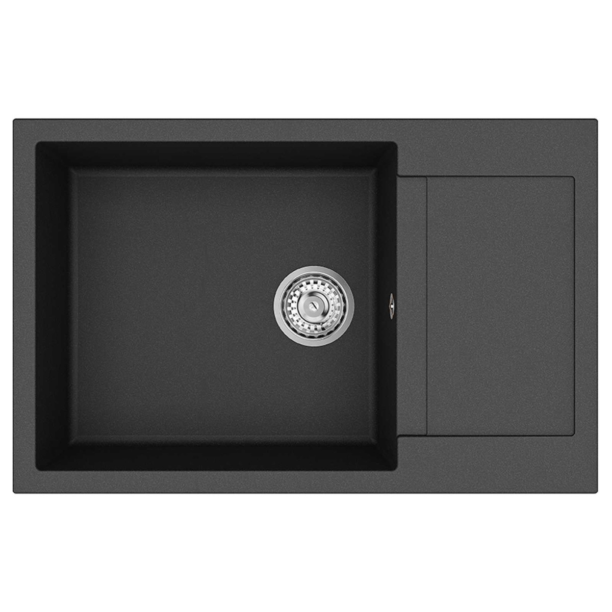 vidaXL Σιντρινο Μαύρο 780 x 500 mm 80% Χαλαζίας και 20% Ρητίνη