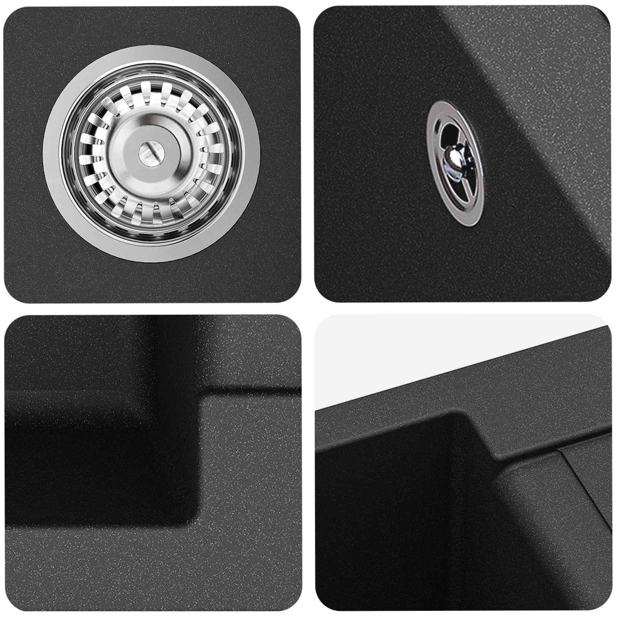 vidaXL Σιντρινο Μαύρο 780 x 500 mm 80% Χαλαζίας και 20% Ρητίνη