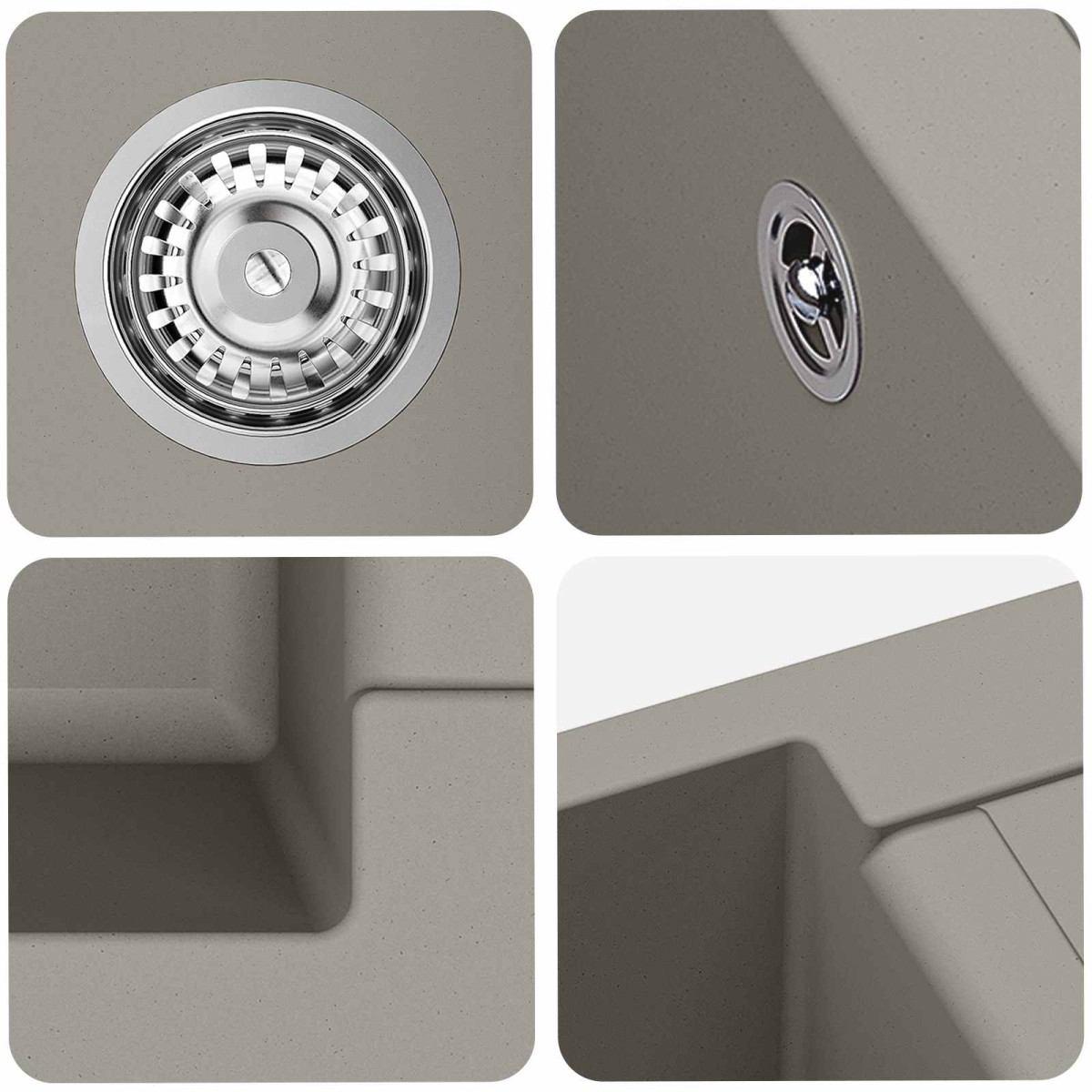 vidaXL Σιντρινο Γκρι 780 x 500 mm 80% Χαλαζίας και 20% Ρητίνη