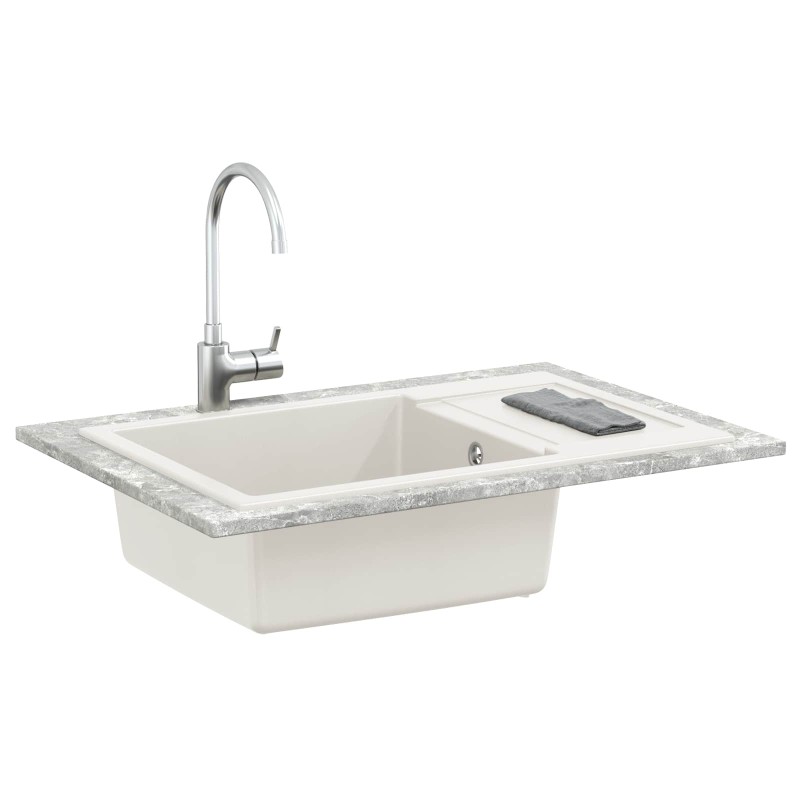 vidaXL Σιντρινο Λευκό 780 x 500 mm 80% Χαλαζίας και 20% Ρητίνη