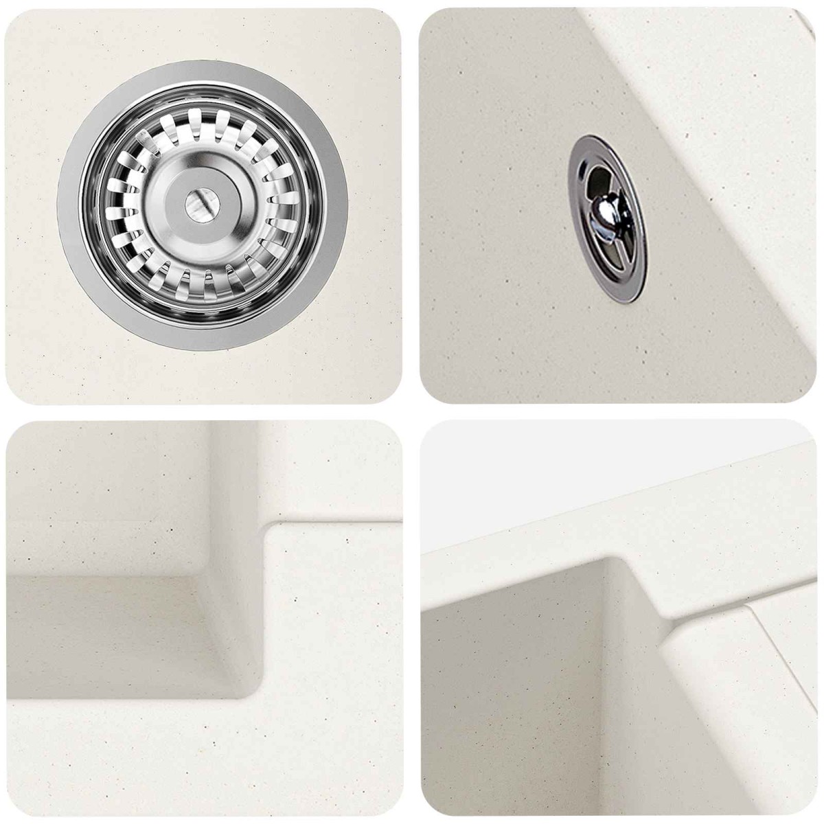 vidaXL Σιντρινο Λευκό 780 x 500 mm 80% Χαλαζίας και 20% Ρητίνη