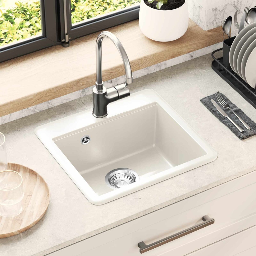 vidaXL Σιντρινο Λευκό 470 x 440 mm Γρανίτης