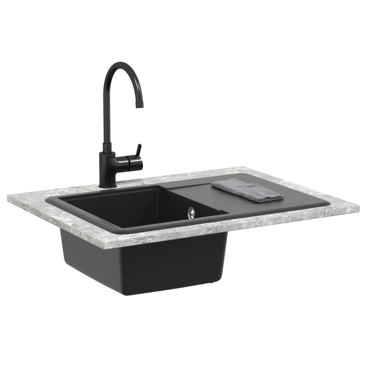 vidaXL Σιντρινο Μαύρο 670 x 460 mm Γρανίτης