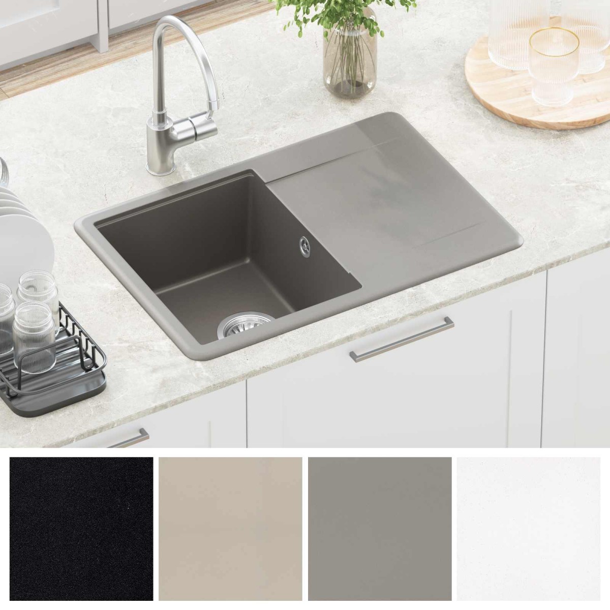 vidaXL Σιντρινο 80% Χαλαζίας και 20% Ρητίνη 670 x 460 mm Γκρι