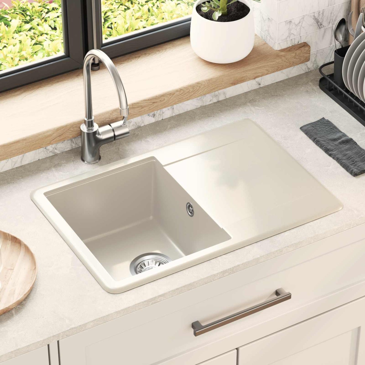 vidaXL Σιντρινο 80% Χαλαζίας και 20% Ρητίνη 670 x 460 mm Μπεζ