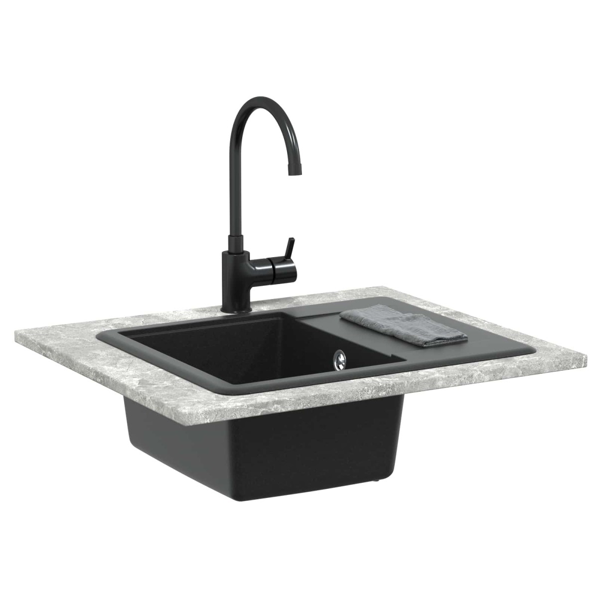 vidaXL Σιντρινο Μαύρο 560 x 460 mm 80% Χαλαζίας και 20% Ρητίνη