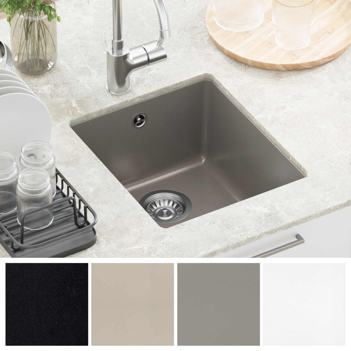 vidaXL Σιντρινο Γκρι 370 x 460 mm 80% Χαλαζίας και 20% Ρητίνη