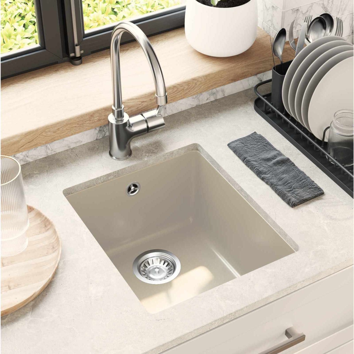 vidaXL Σιντρινο 80% Χαλαζίας και 20% Ρητίνη 370 x 460 mm Μπεζ