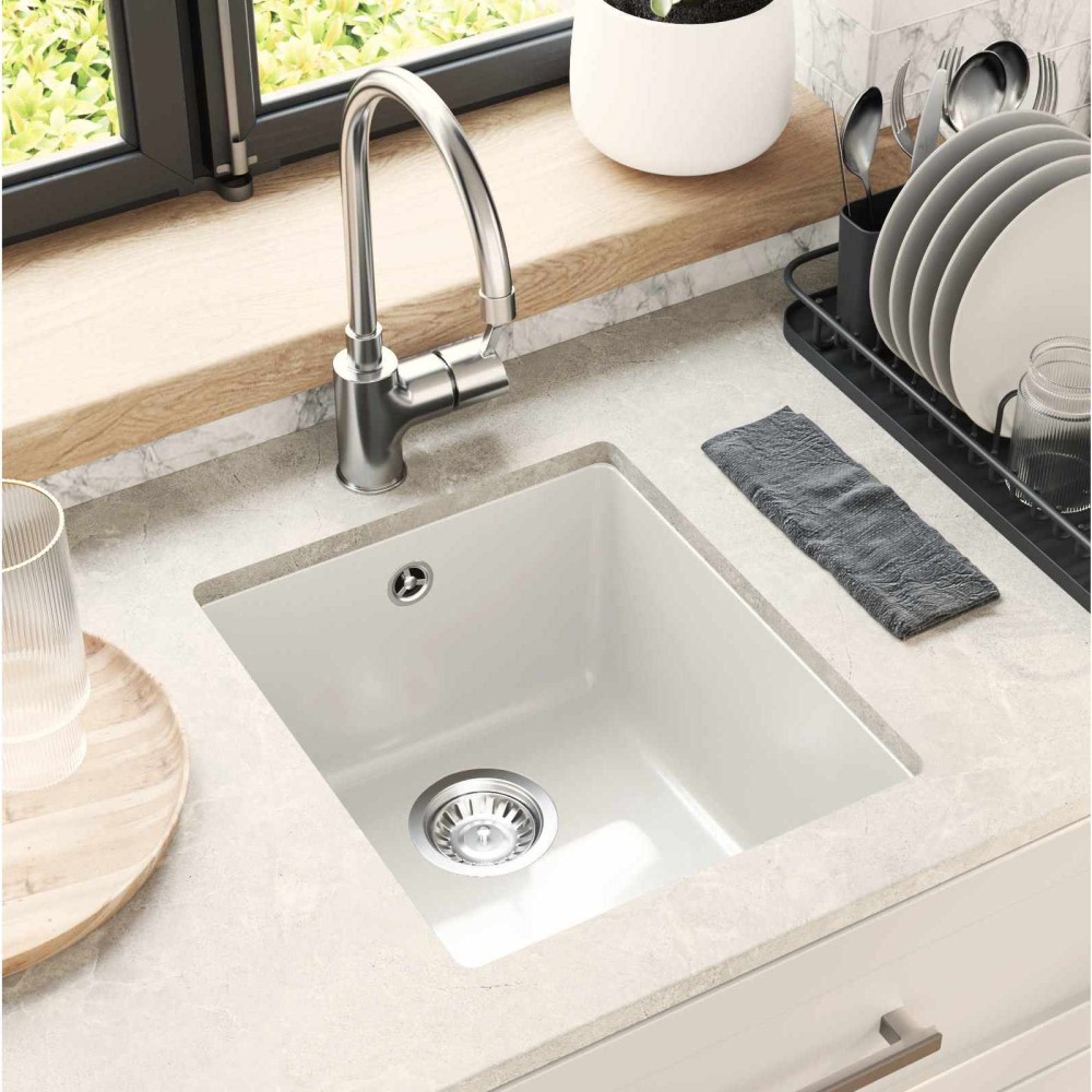 vidaXL Σιντρινο Λευκό 370 x 460 mm 80% Χαλαζίας και 20% Ρητίνη