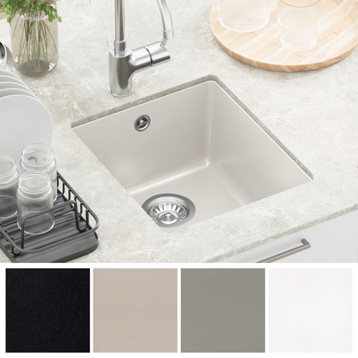vidaXL Σιντρινο Λευκό 370 x 460 mm 80% Χαλαζίας και 20% Ρητίνη