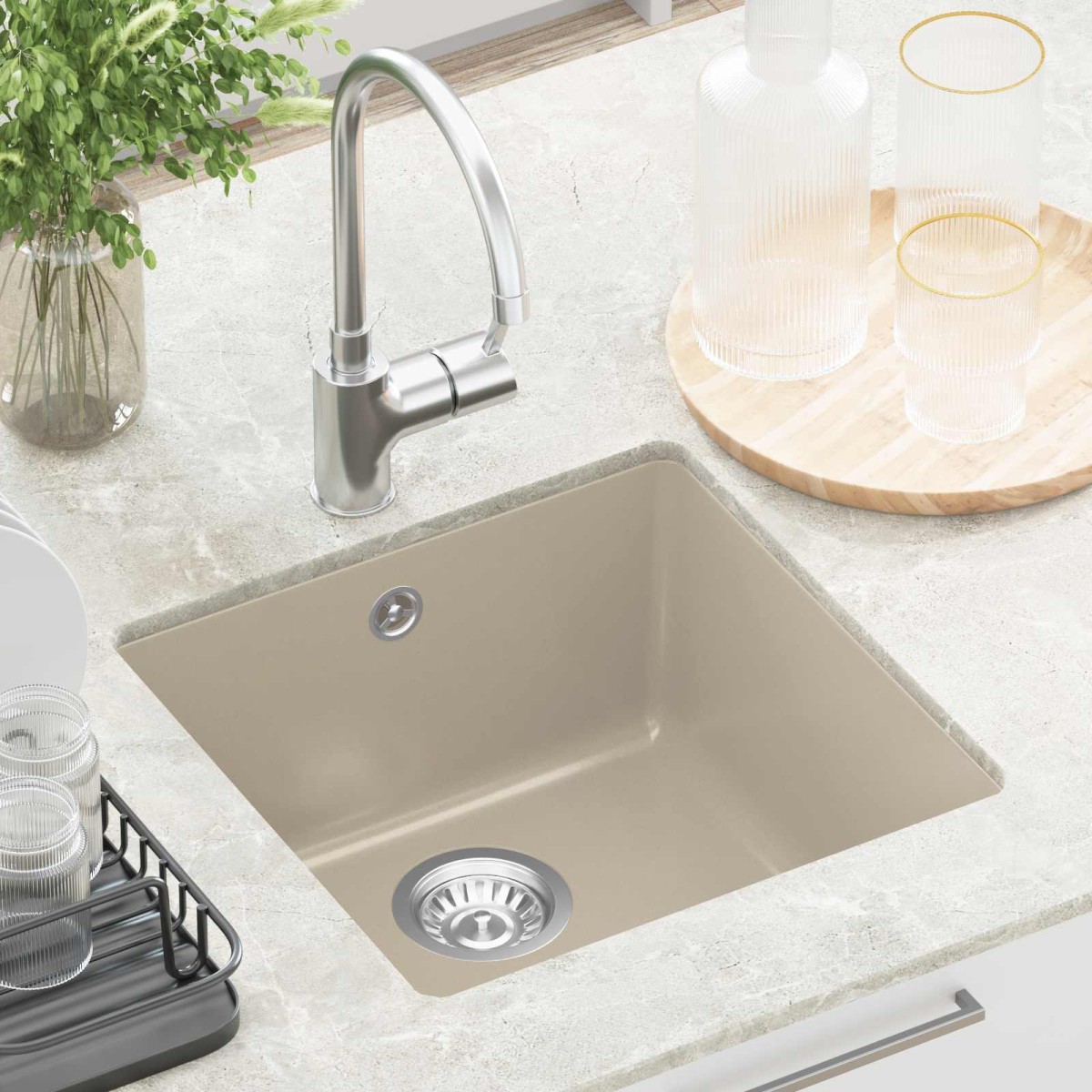 vidaXL Σιντρινο 80% Χαλαζίας και 20% Ρητίνη 430 x 460 mm Μπεζ