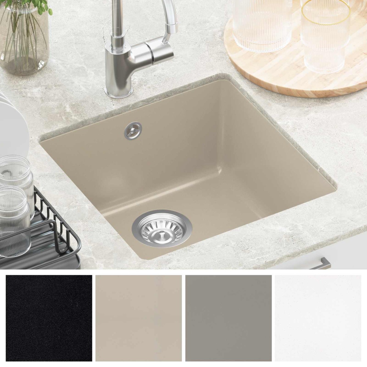 vidaXL Σιντρινο 80% Χαλαζίας και 20% Ρητίνη 430 x 460 mm Μπεζ