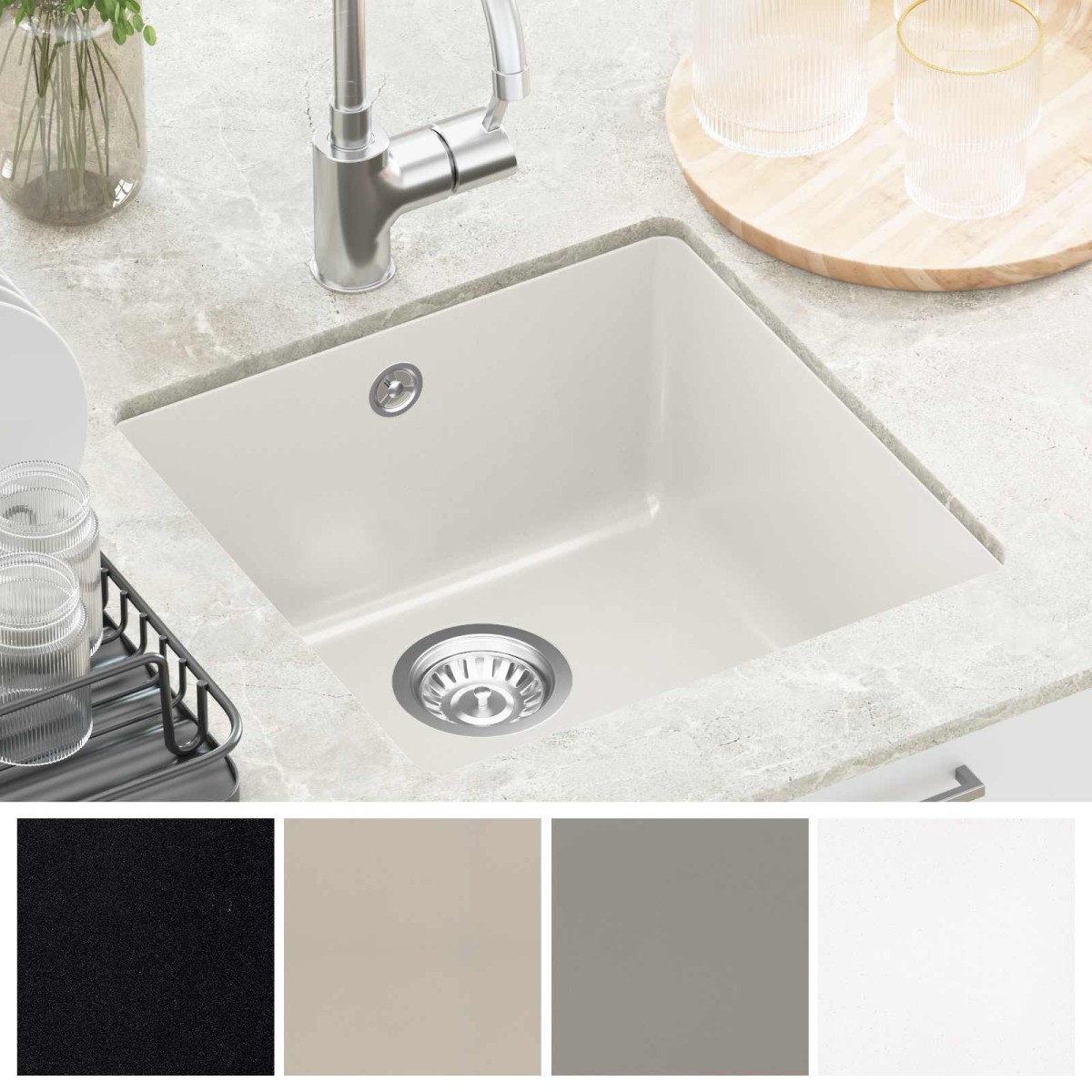 vidaXL Σιντρινο 80% Χαλαζίας και 20% Ρητίνη 430 x 460 mm Λευκό