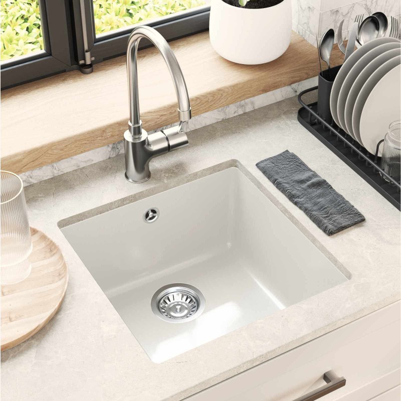 vidaXL Σιντρινο 80% Χαλαζίας και 20% Ρητίνη 430 x 460 mm Λευκό